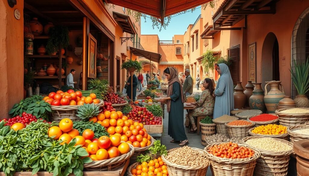 Marché marocain avec produits locaux frais