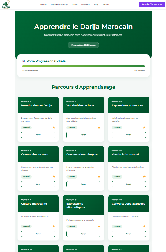 Cours en ligne sur le site Morocco Darija